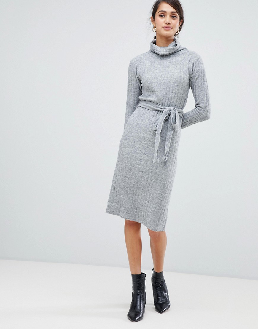 Girls on Film knitted midi dress with tie front detail