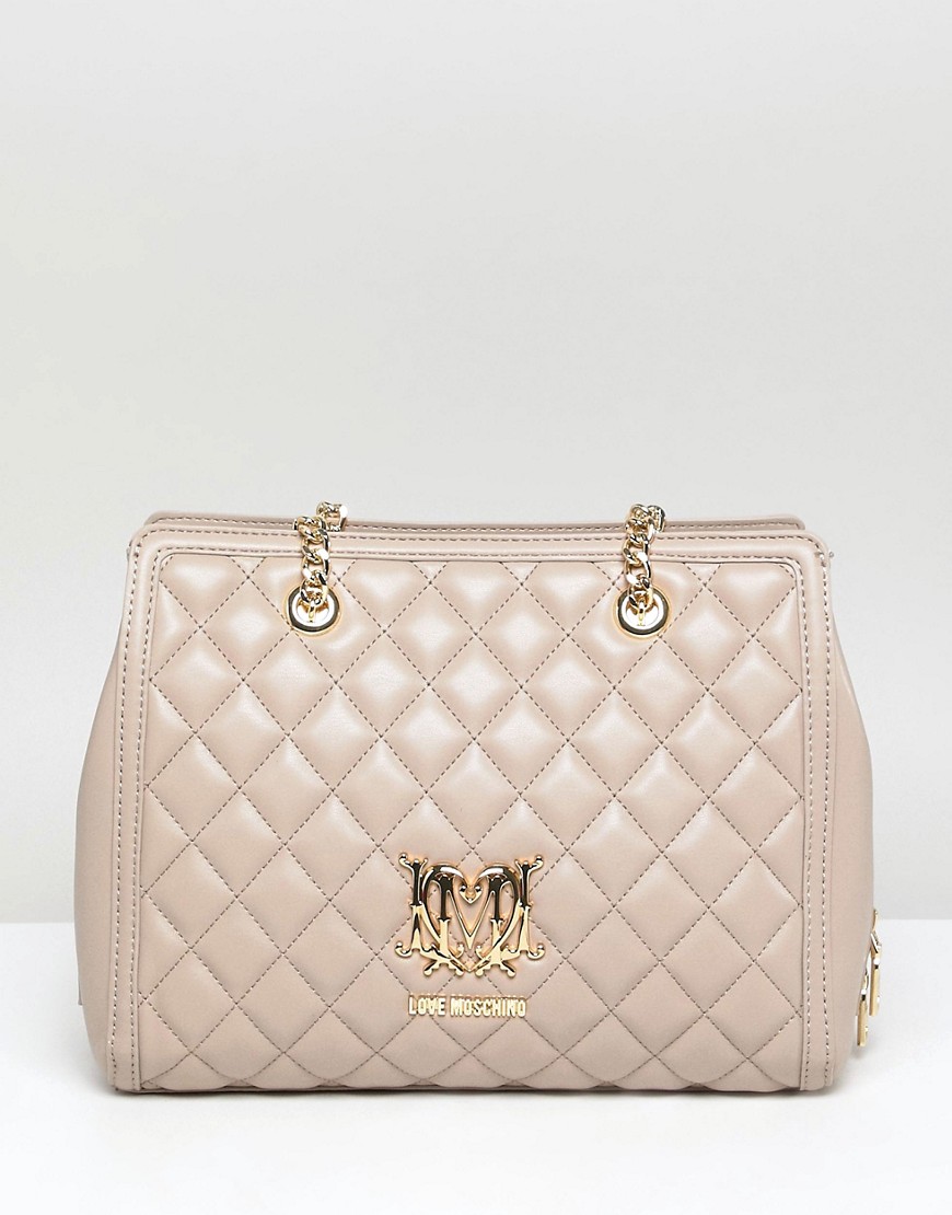 Love Moschino Quilted Logo Bag - Beige