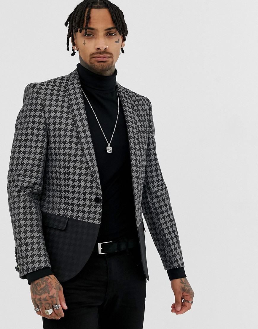 Twisted Tailor super skinny blazer in metallic dogstooth