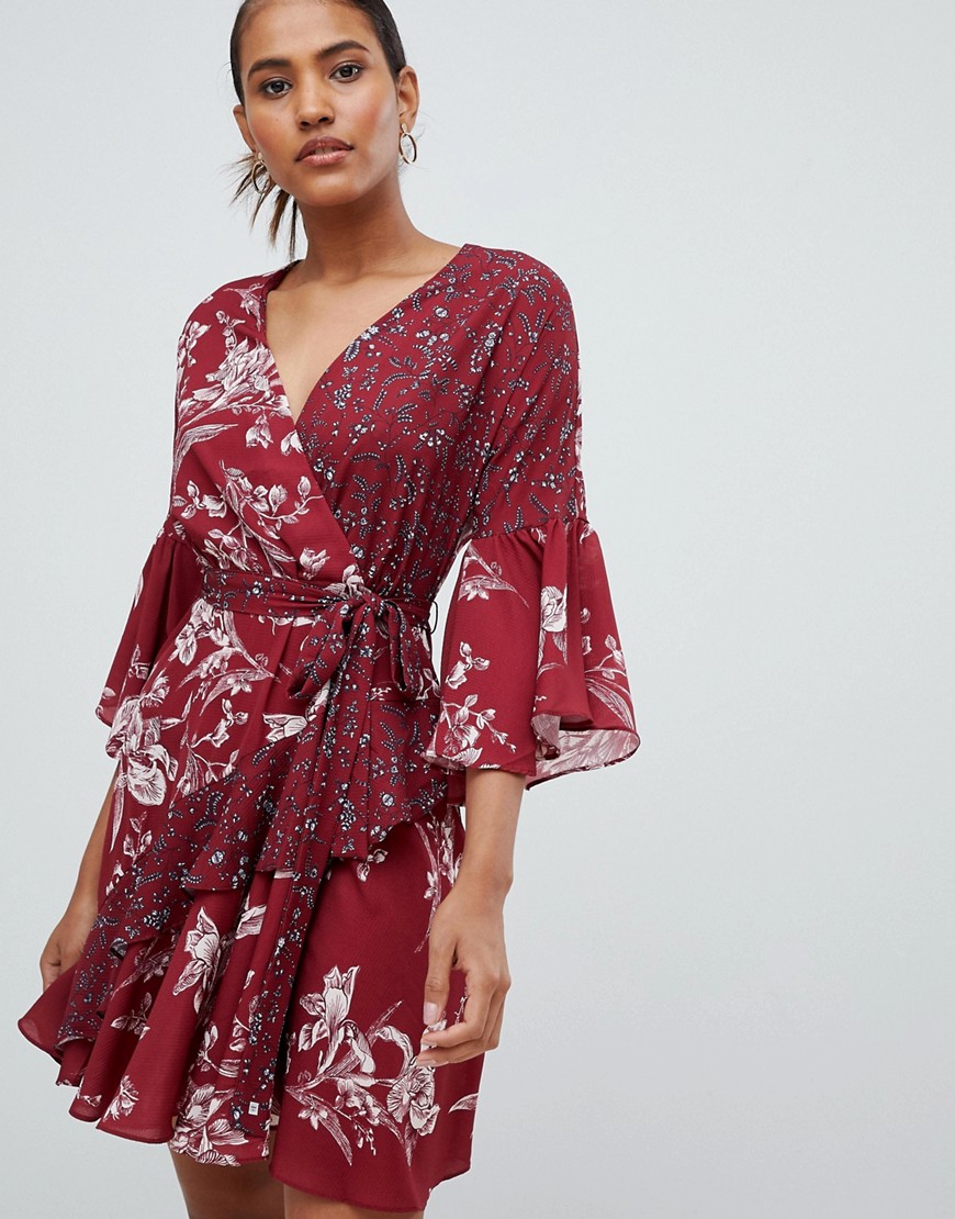 French Connection Frill Mini Wrap Dress