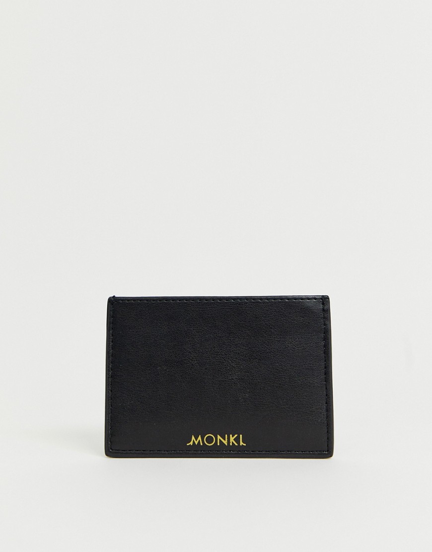 Monki faux leather card holder in black