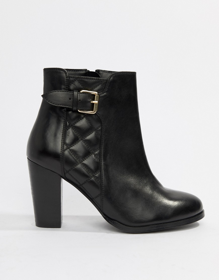 Faith Brooksie leather quilted heeled ankle boots in black