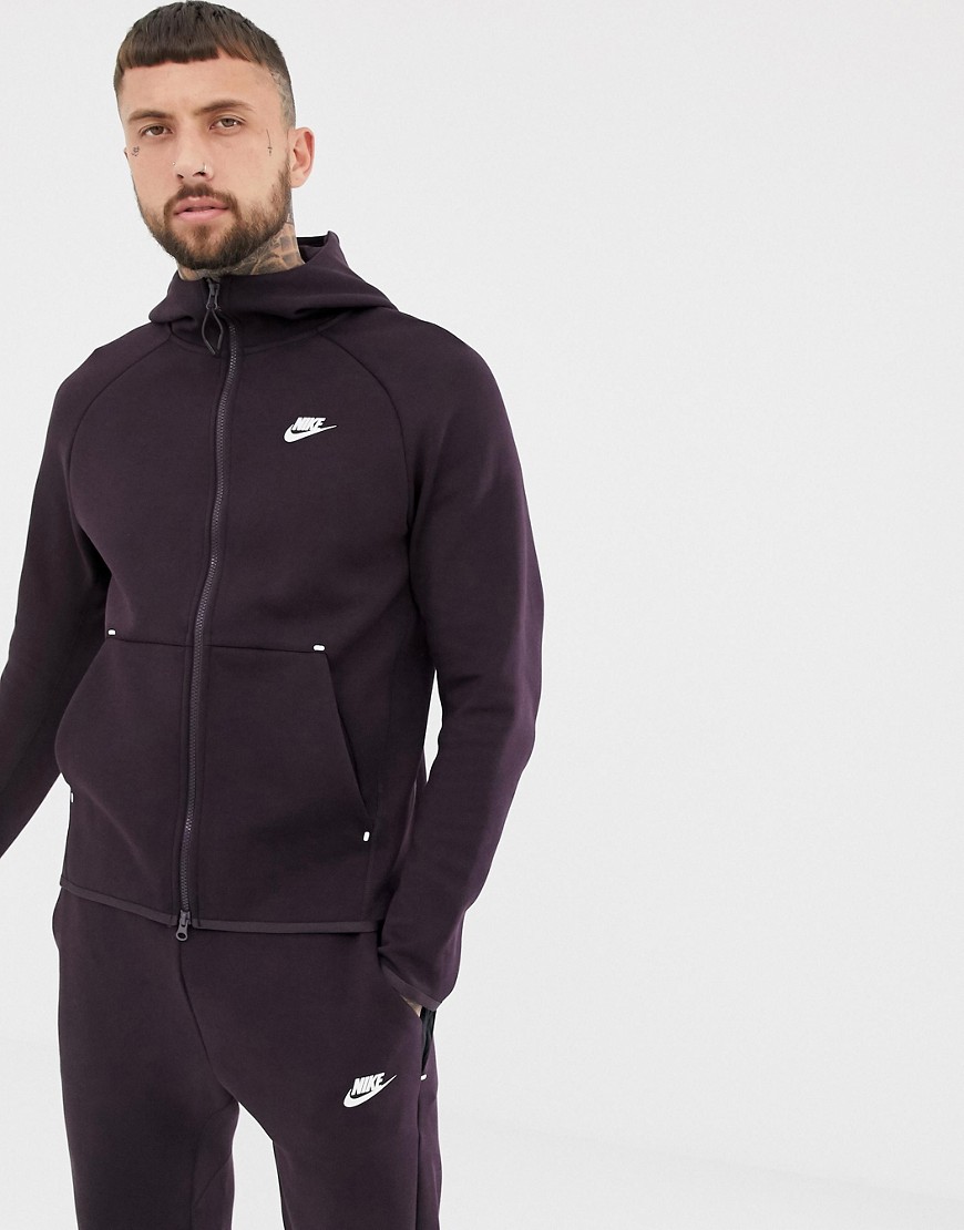 Nike Tech Fleece Zip Through Hoodie In Dark Purple 928483-659