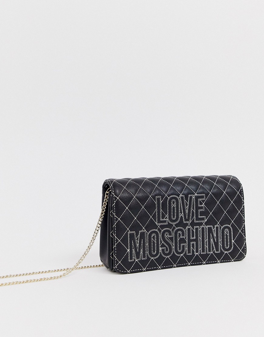 Love Moschino contrast stitch logo quilted bag