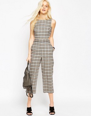 ASOS | ASOS Check Jumpsuit with Open Back Detail at ASOS