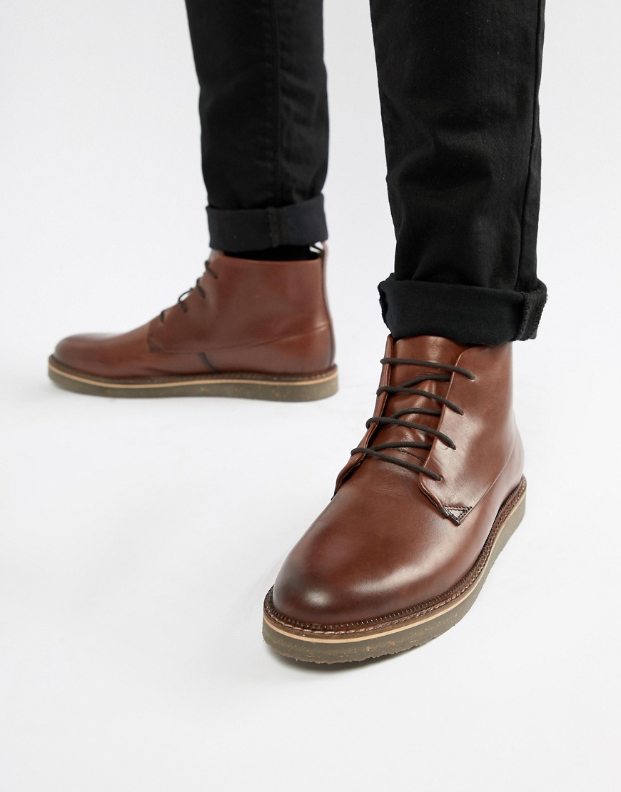 Dune Lace Up Boots With Pebble Grain In Brown