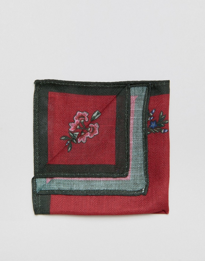 Красный платок для нагрудного кармана с цветочным принтом ASOS 