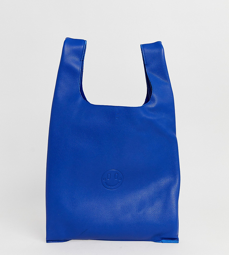 Hill and Friends Happy leather shopper bag in blue