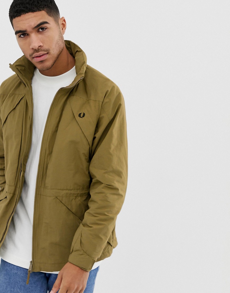 Fred Perry offshore concealed hooded jacket in khaki