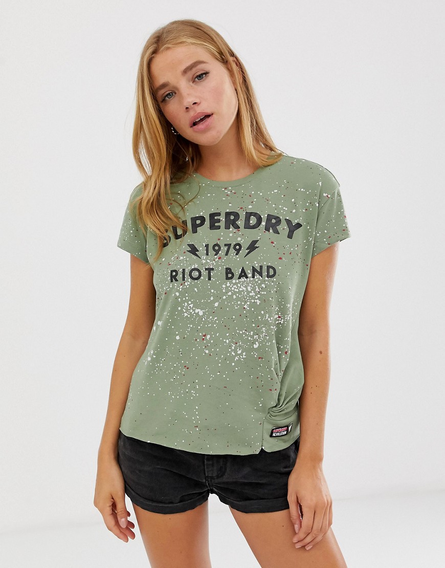 Superdry paint splatter logo knot t-shirt