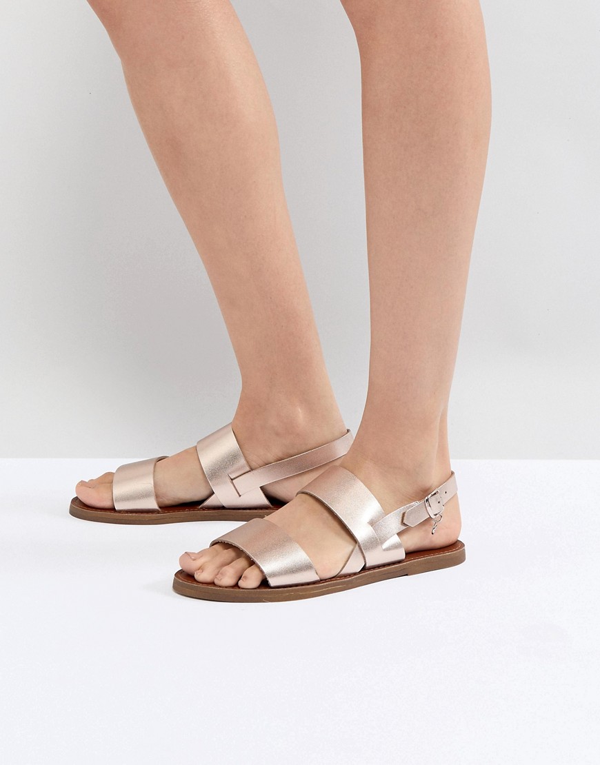 Dune Two Part Rose Gold Leather Sandal