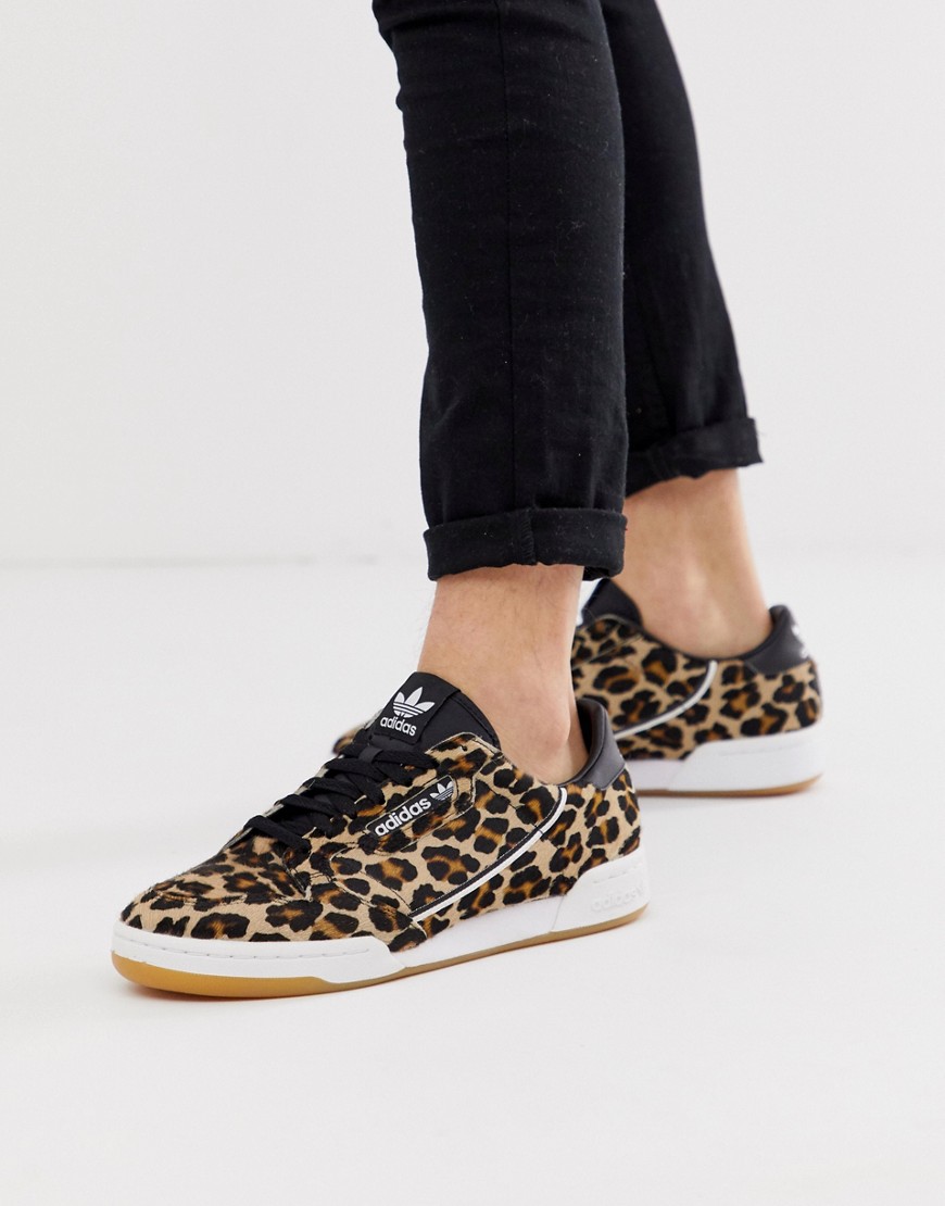 adidas Originals continental 80s trainers leopard print pony skin