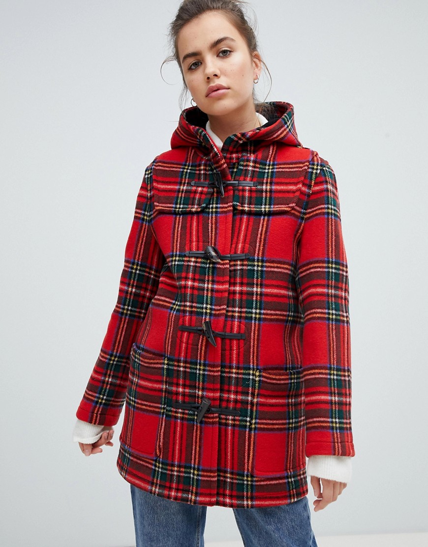 Gloverall Mid Length Duffle Coat in Check