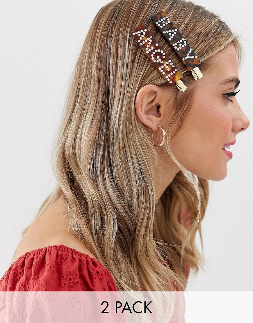 Glamorous resin angel & baby rhinestone embellished hair clips