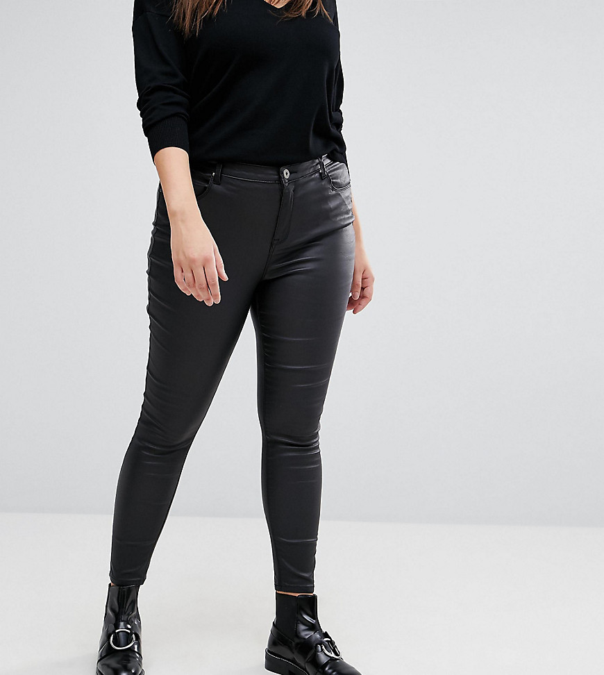 Simply Be Coated Skinny Jeans - Black