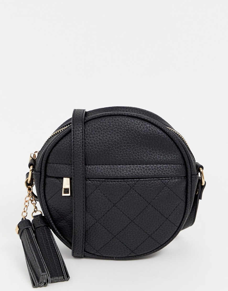 Ichi Round Quilted Cross Body Bag in Black