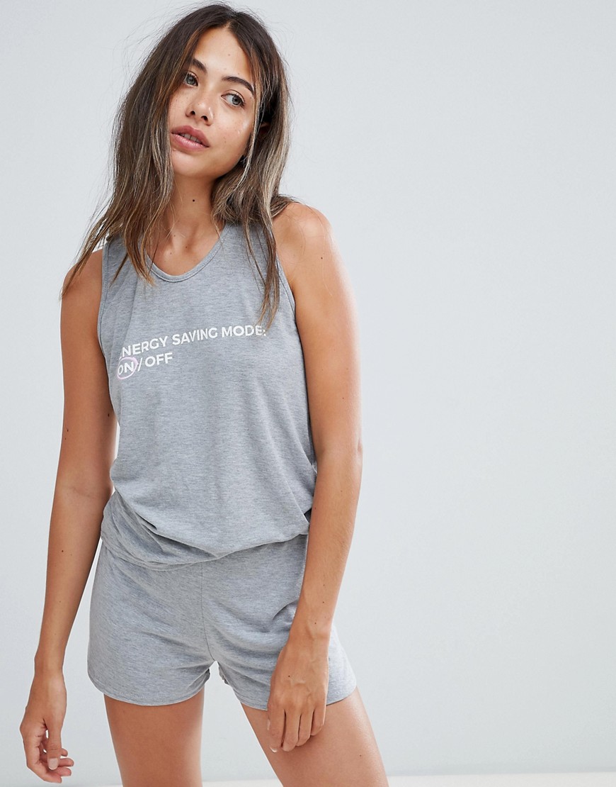 Adolescent Clothing energy saving mode on cami and shorts pyjama set - Grey