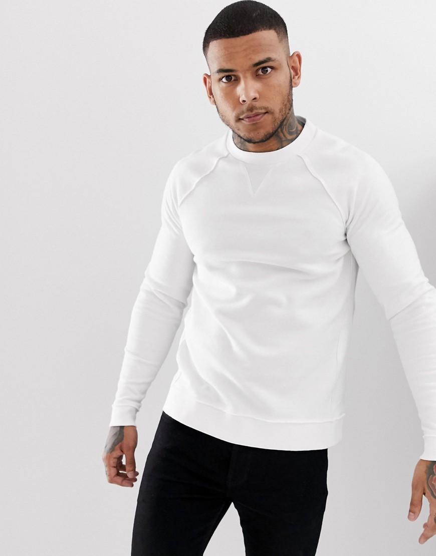 ASOS DESIGN sweatshirt with raw edges in white