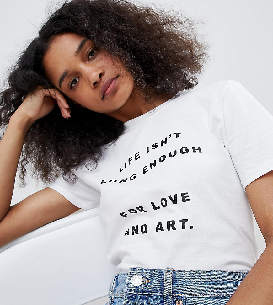 Adolescent Clothing t-shirt with love and art slogan - White