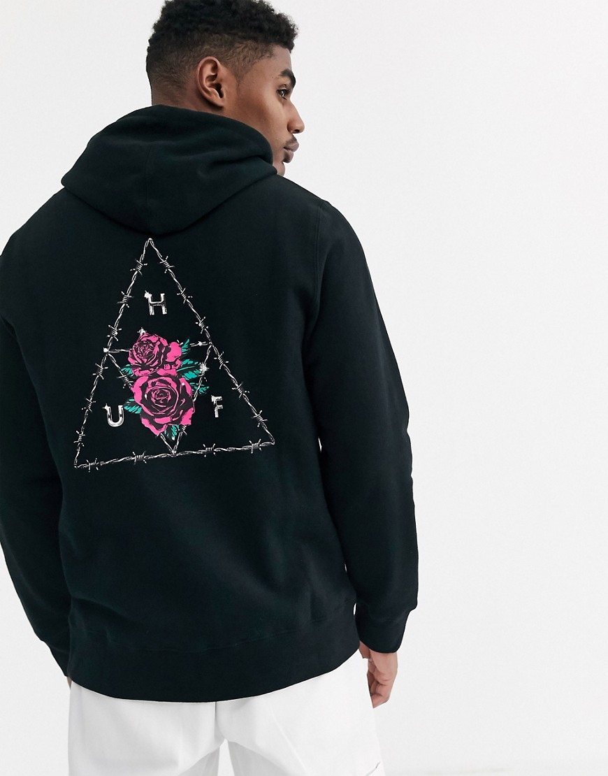 HUF Dystopia hoodie with back print in black