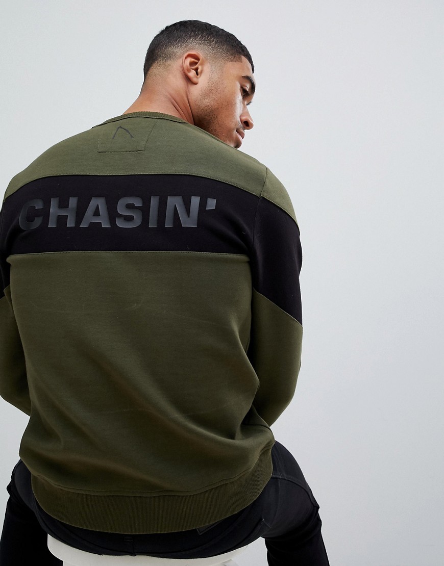 Chasin' Quincy sweatshirt with arm panels khaki