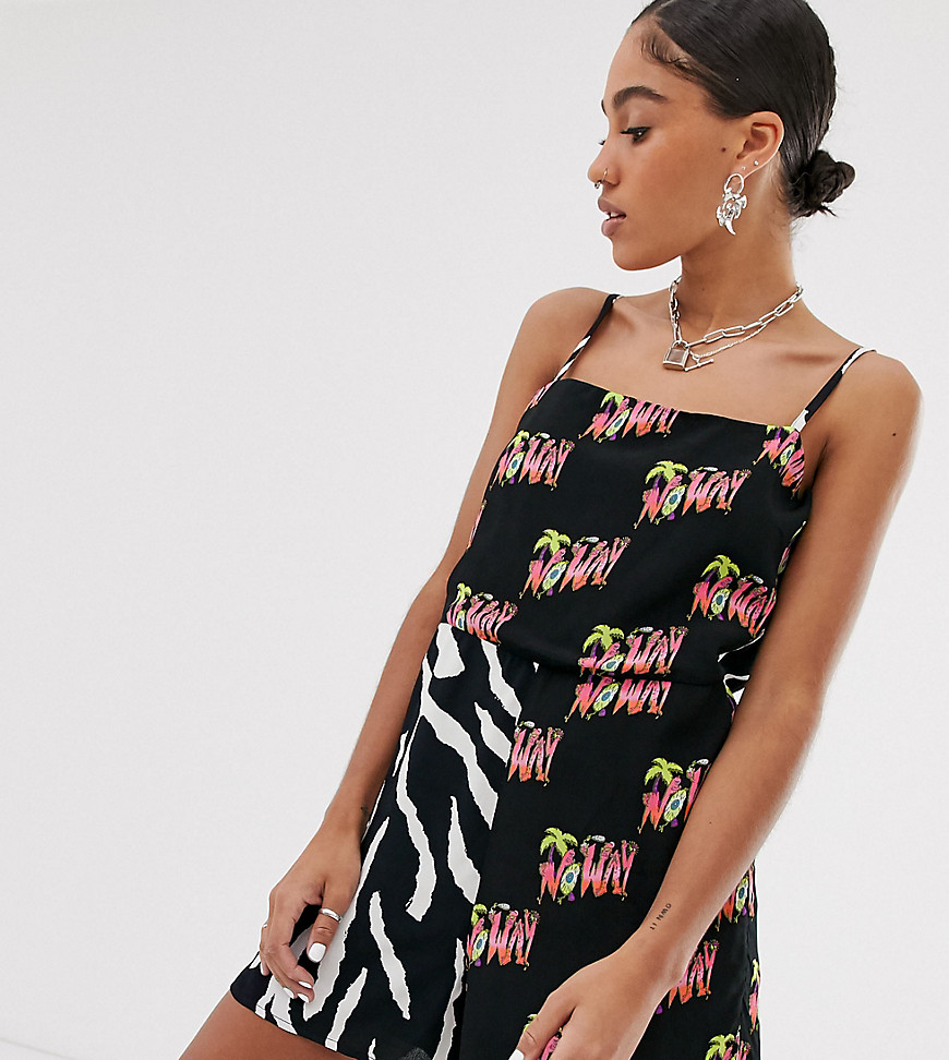 COLLUSION mixed print playsuit