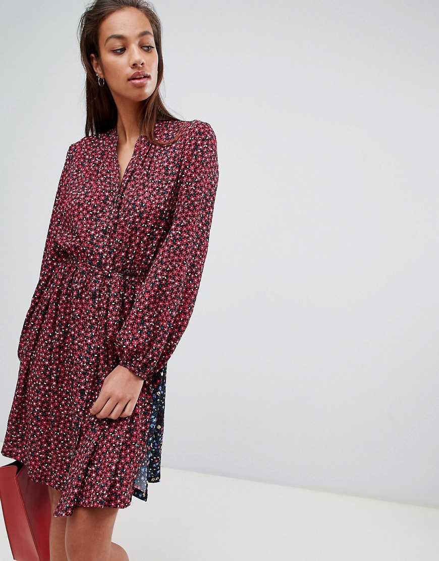 French Connection Tie Waist Shirt Dress in Obine Floral - Mimosa multi