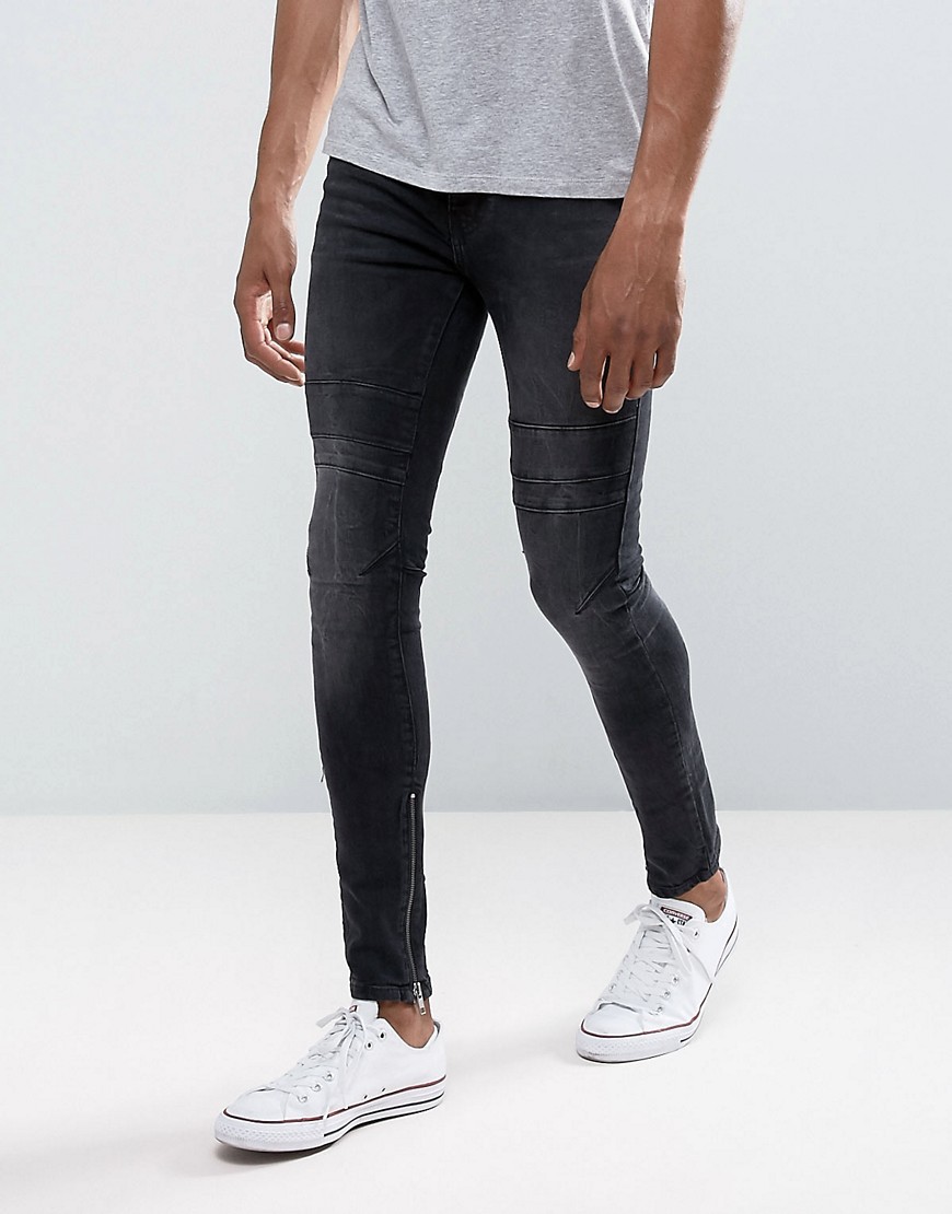 Черные выбеленные джинсы скинни с рваной отделкой New Look - Черный 