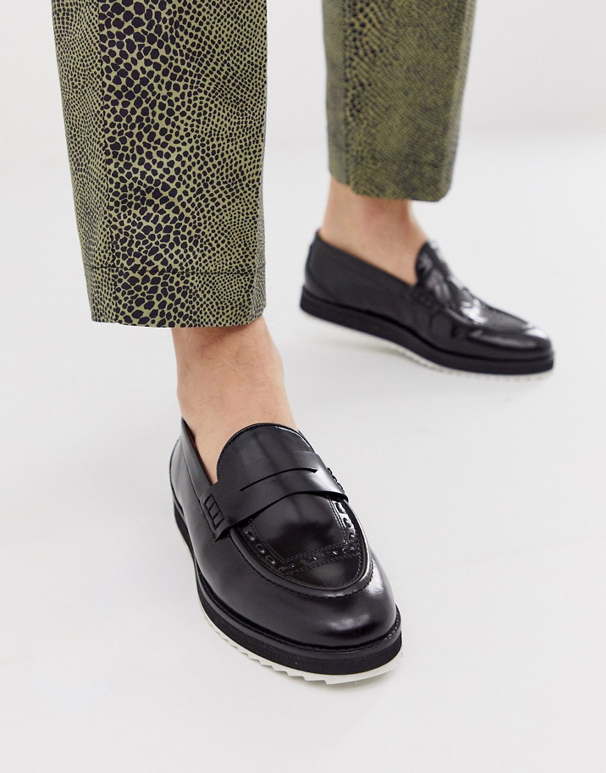 House of Hounds bowie loafers in black hi shine leather