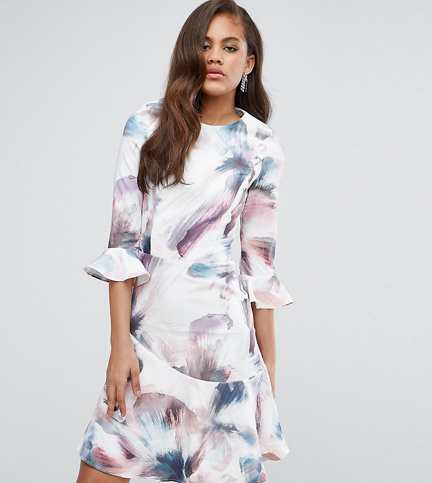Little Mistress Tall All Over Printed Fluted Skater Dress