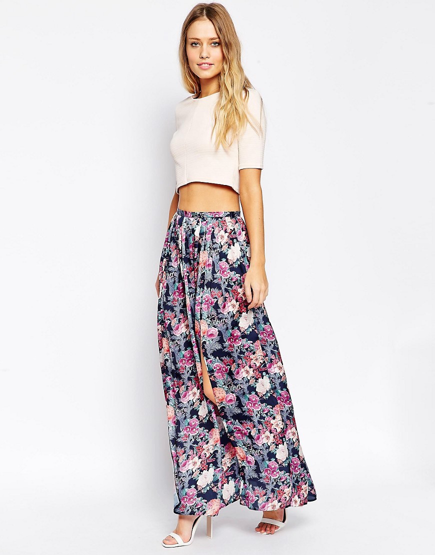 ASOS | ASOS Maxi Skirt with Splits in Floral Print at ASOS