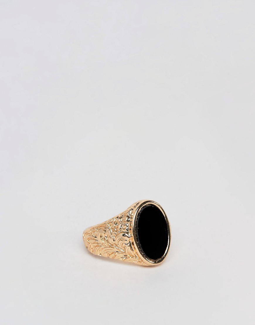 Chained & Able oval onyx ring in gold
