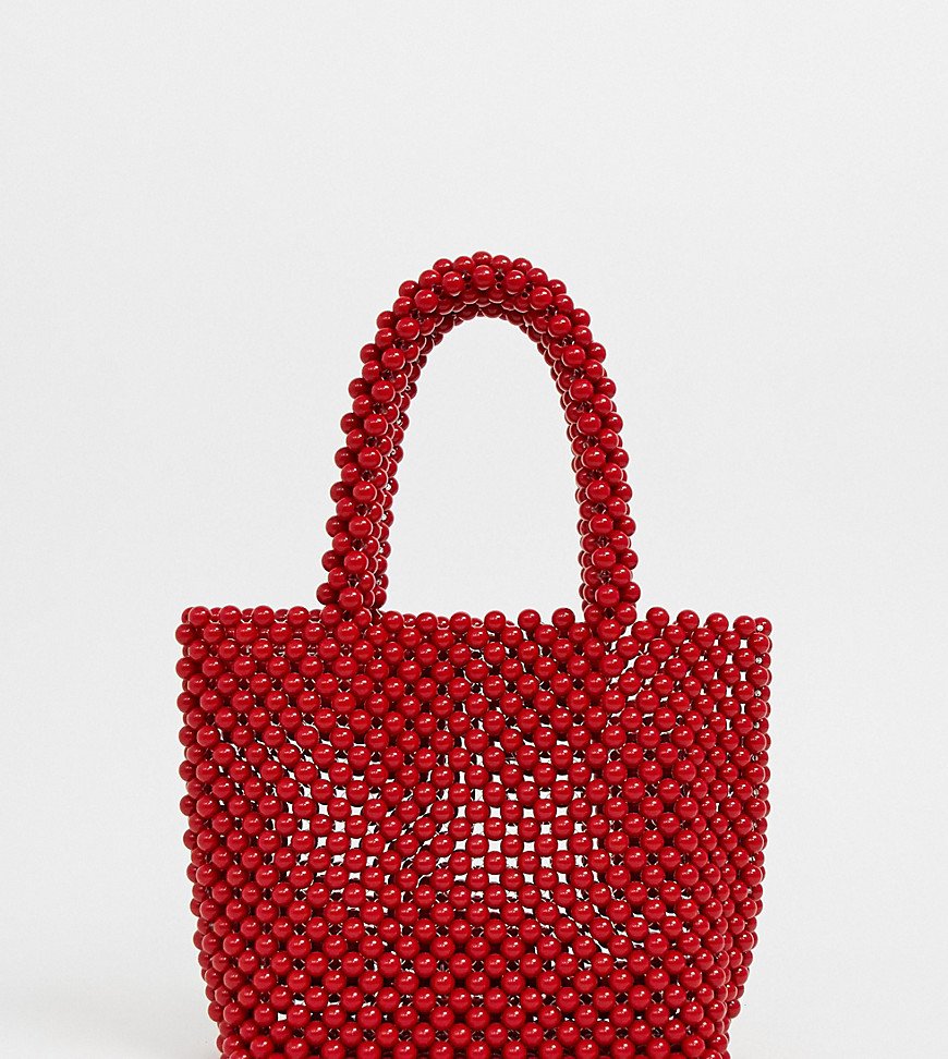 New Look beaded mini tote in red