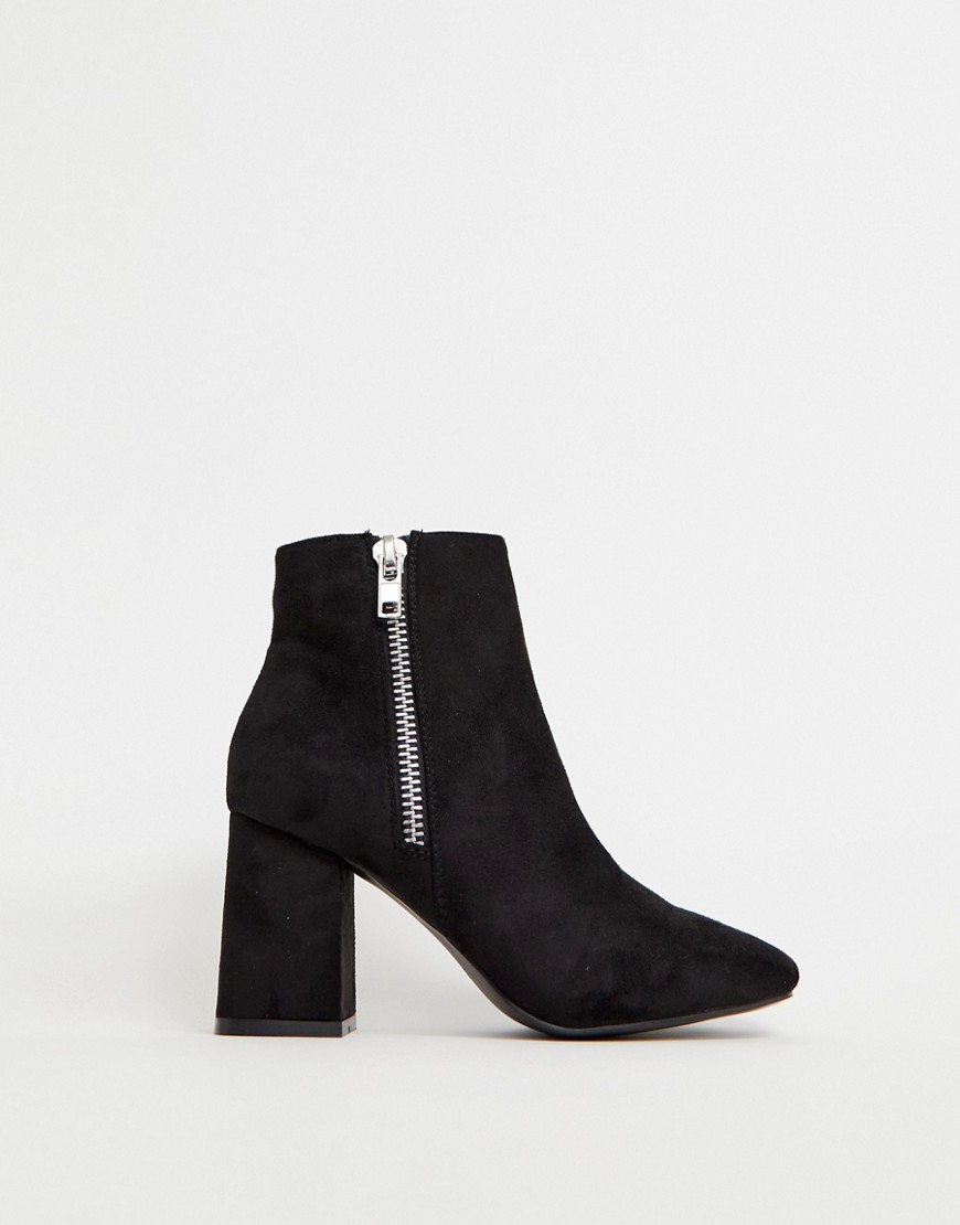Pimkie Zip Boots with square heels in black