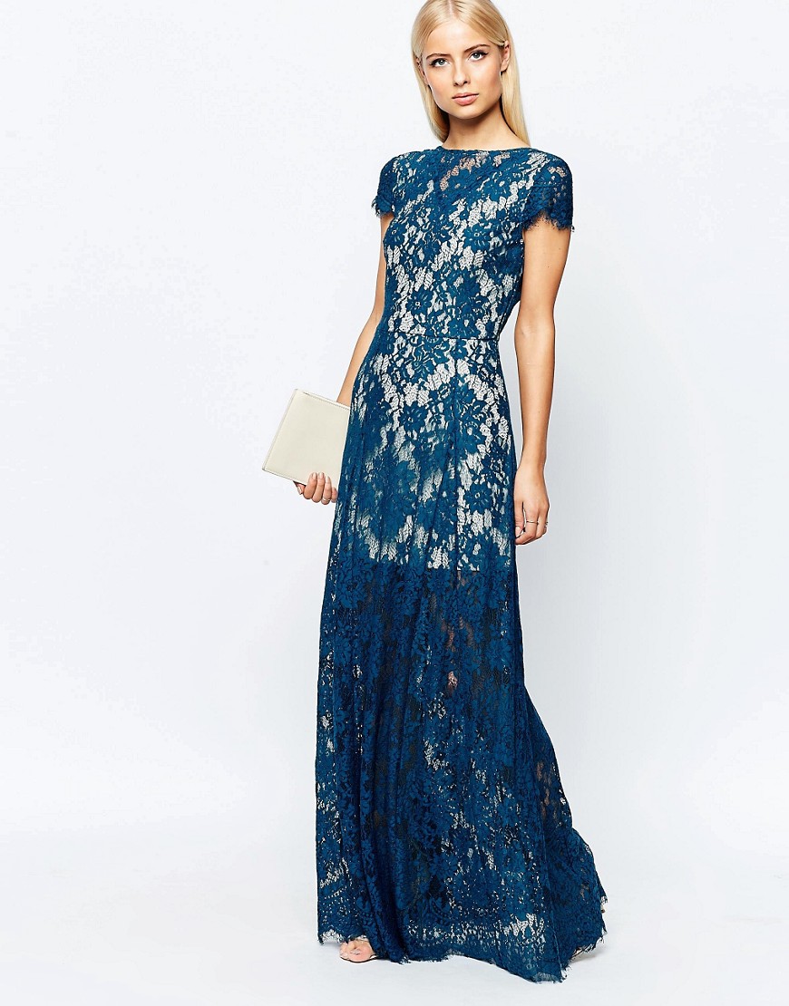 Club L | Club L Plunge Neck Maxi Dress In Lace at ASOS