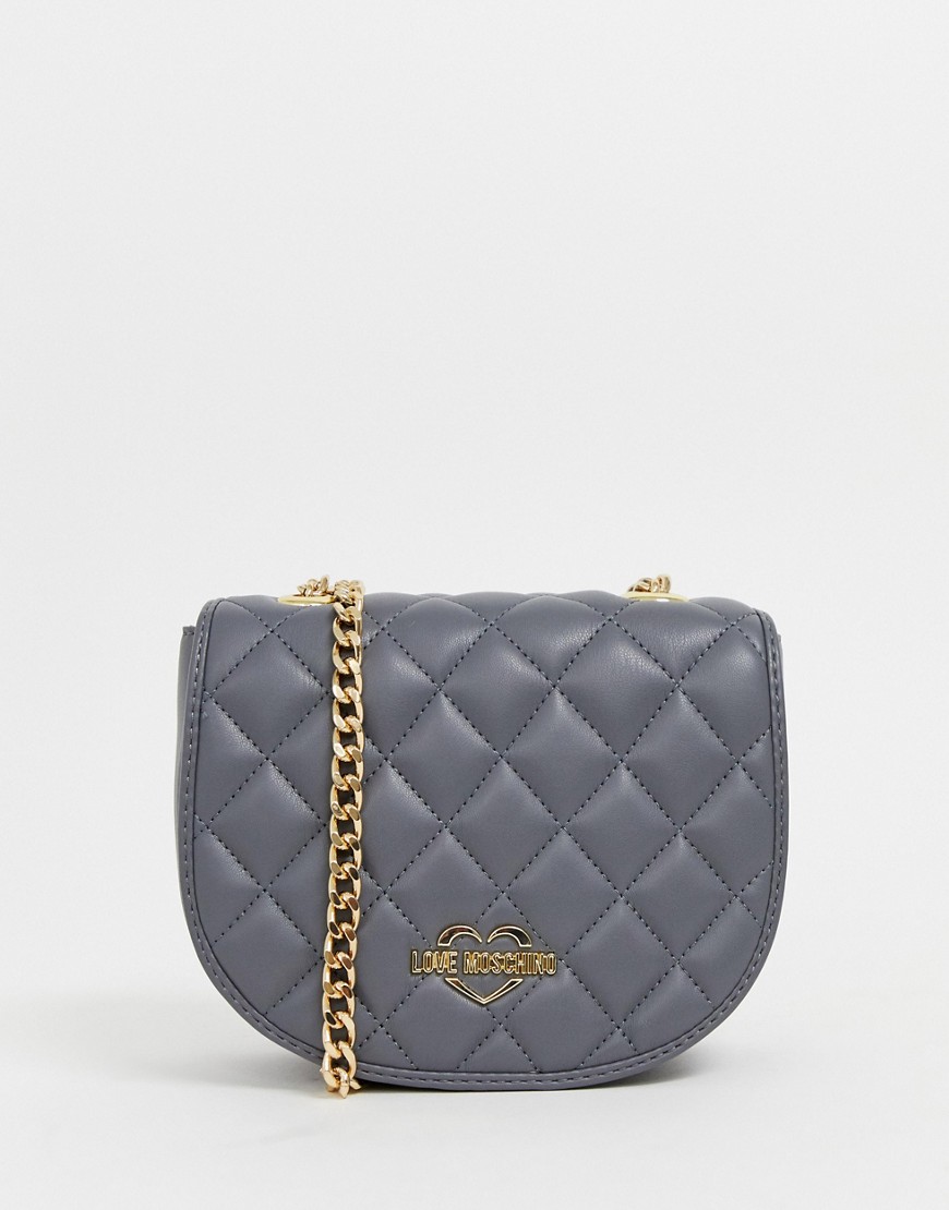 Love Moschino across body bag with gold strap in grey