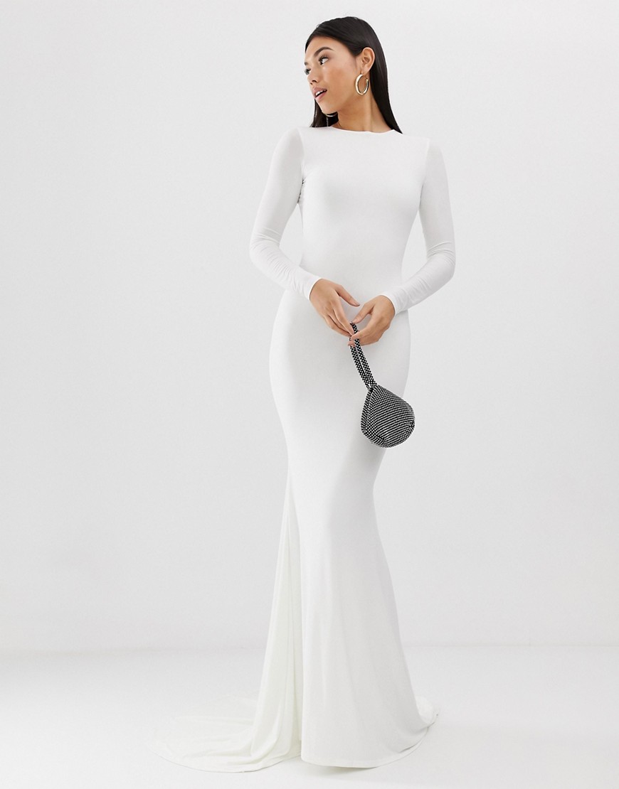 Club L London fishtail maxi dress in white