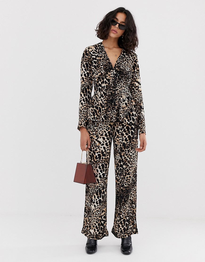 Resume Karla leopard print wide leg trousers