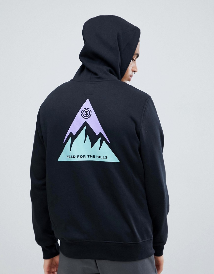 Element Delta Hoodie With Back Print In Black - Black