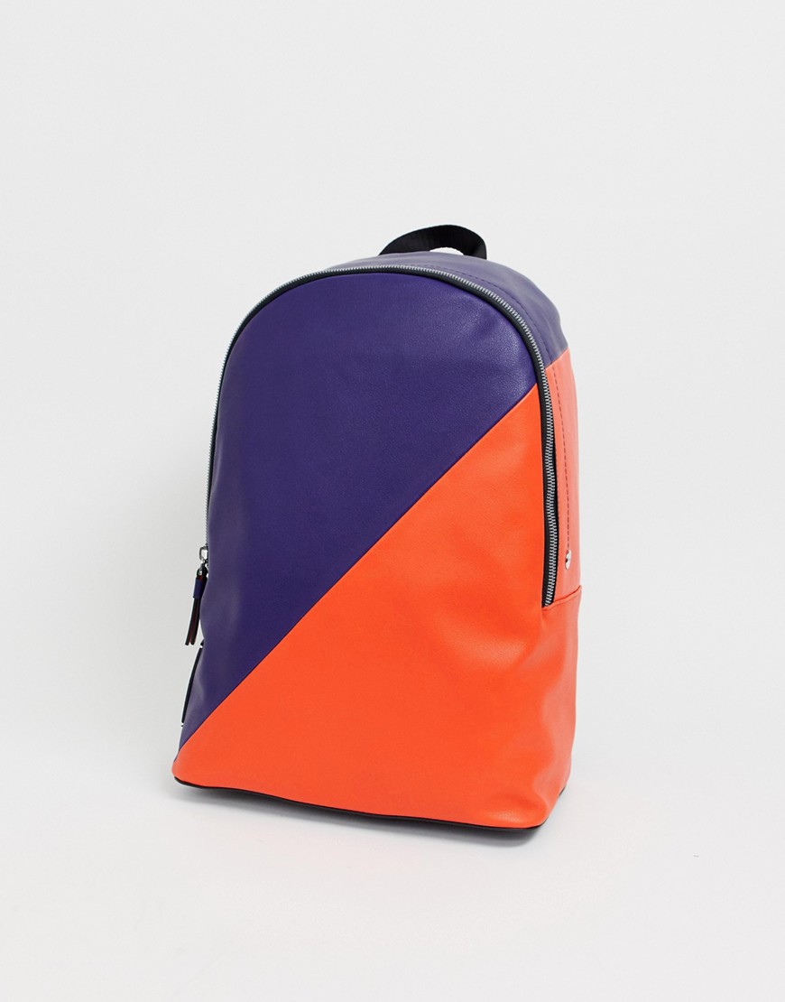 Calvin Klein Pop-Work colour split backpack in blue/orange
