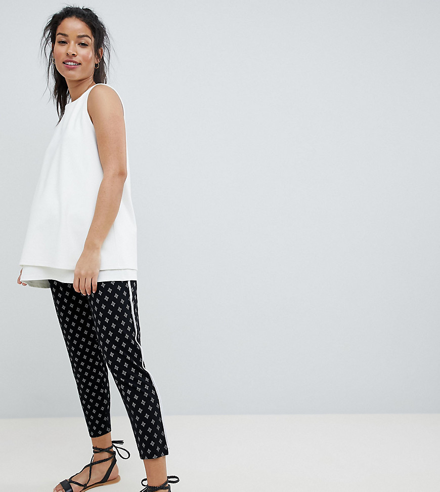 ASOS DESIGN Maternity Tapered Peg With Contrast Bind In Mono Aztec Print