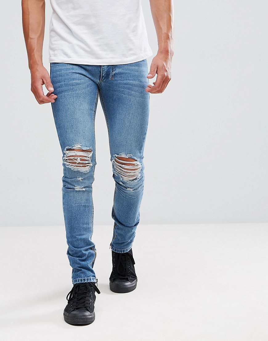 Religion Jeans In Skinny Fit With Rips And Zip