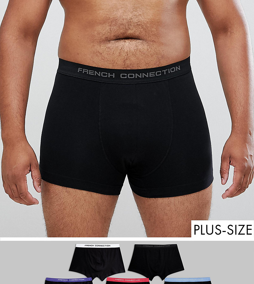 French Connection PLUS 5 Pack Boxers Contrast Waist Bands - Black