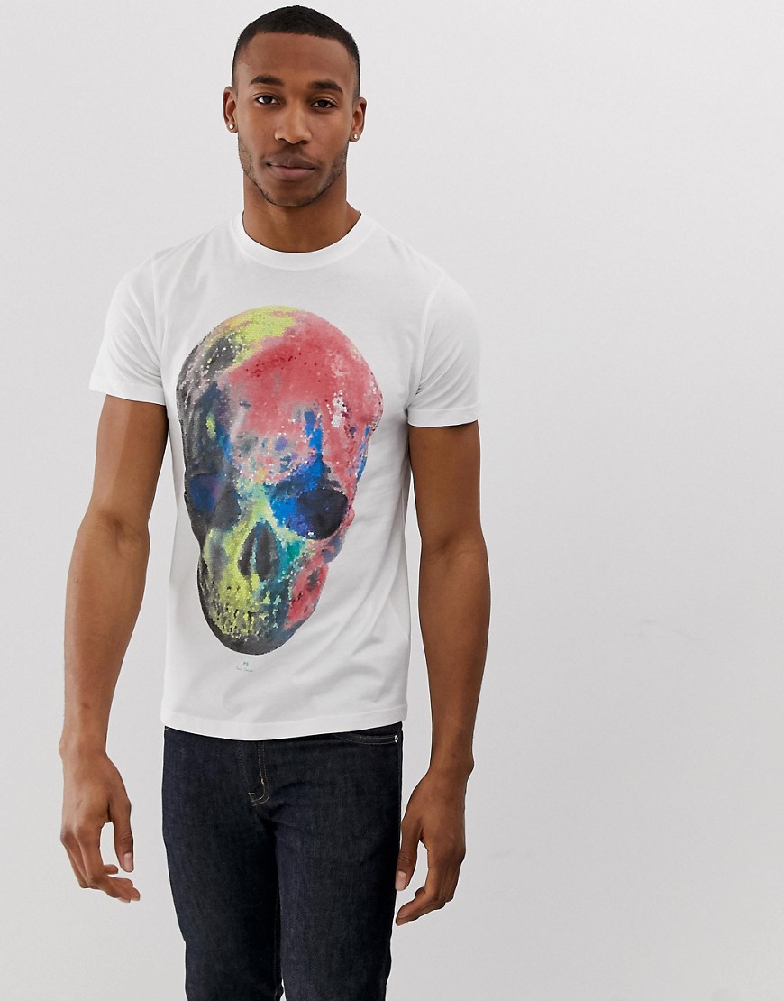 PS Paul Smith large skull print slim fit t-shirt in white