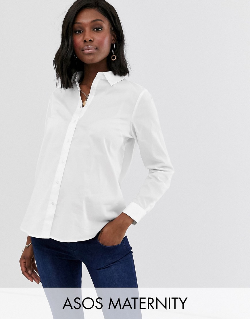 ASOS DESIGN Maternity long sleeve shirt in stretch cotton
