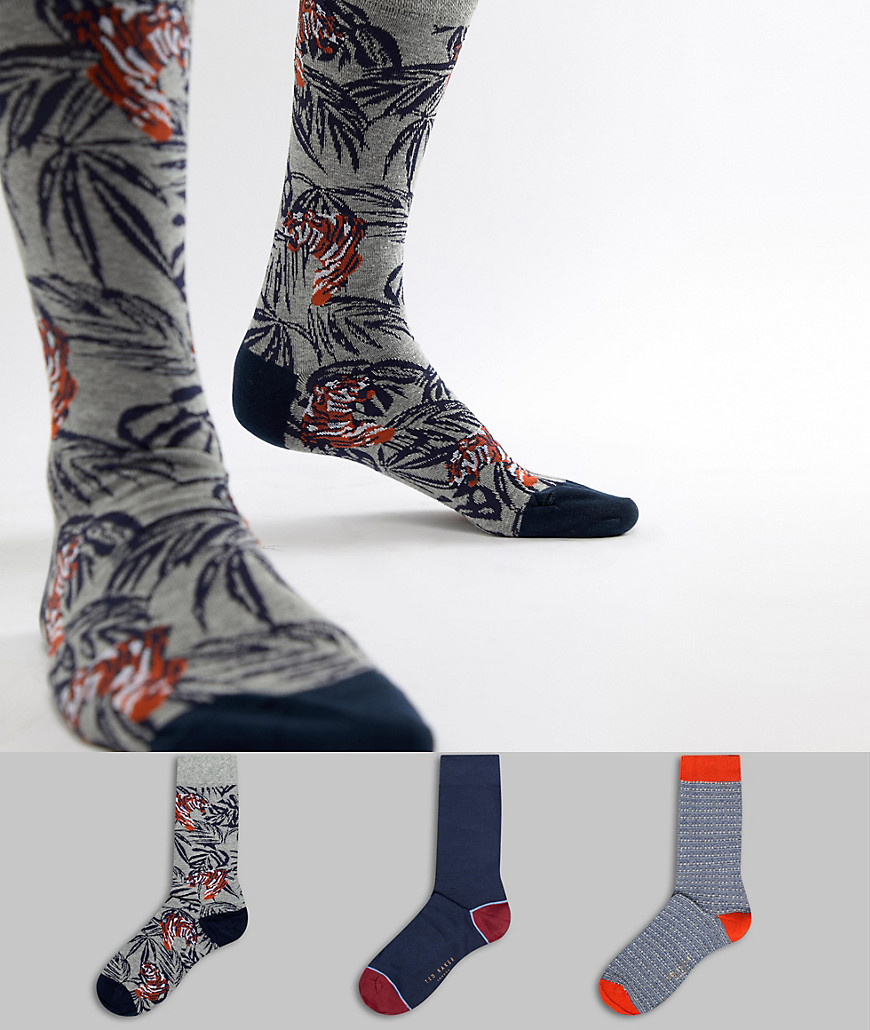 Ted Baker Socks Gift Set 3 Pack with Tiger - Multi