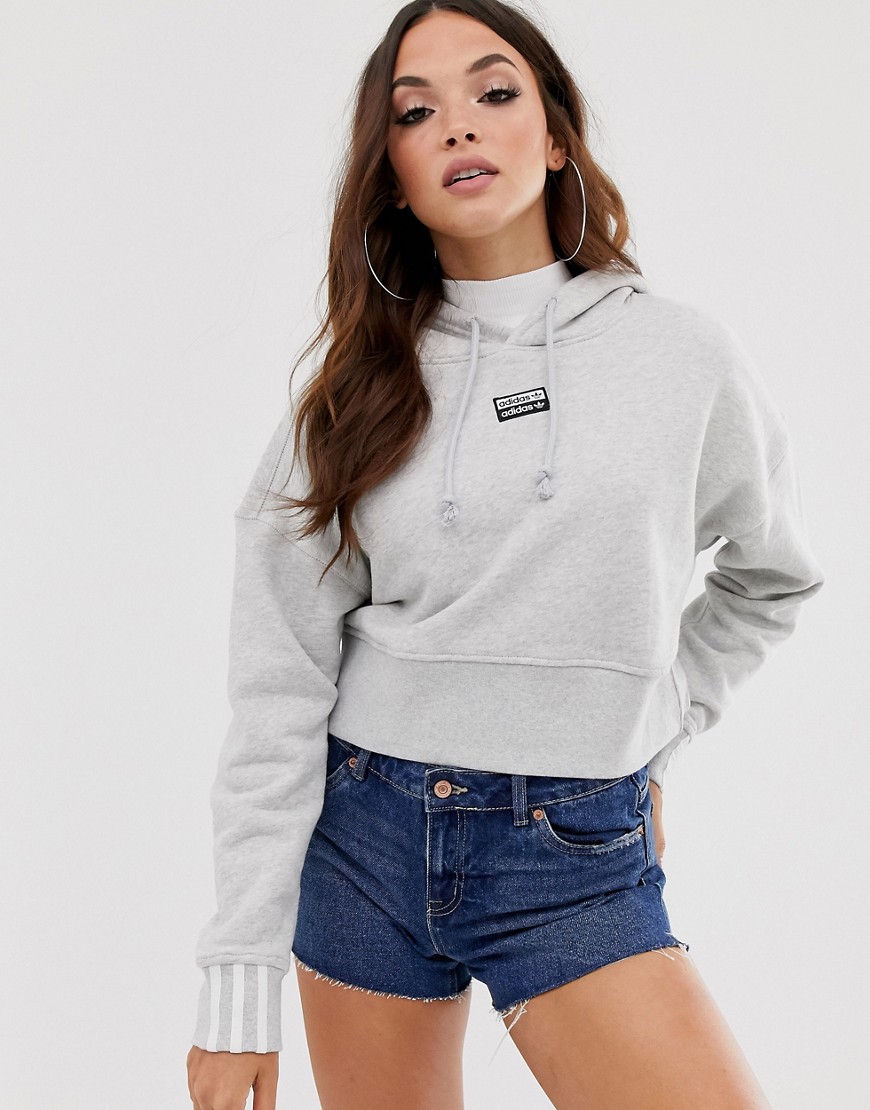 adidas Originals cropped hoodie in grey
