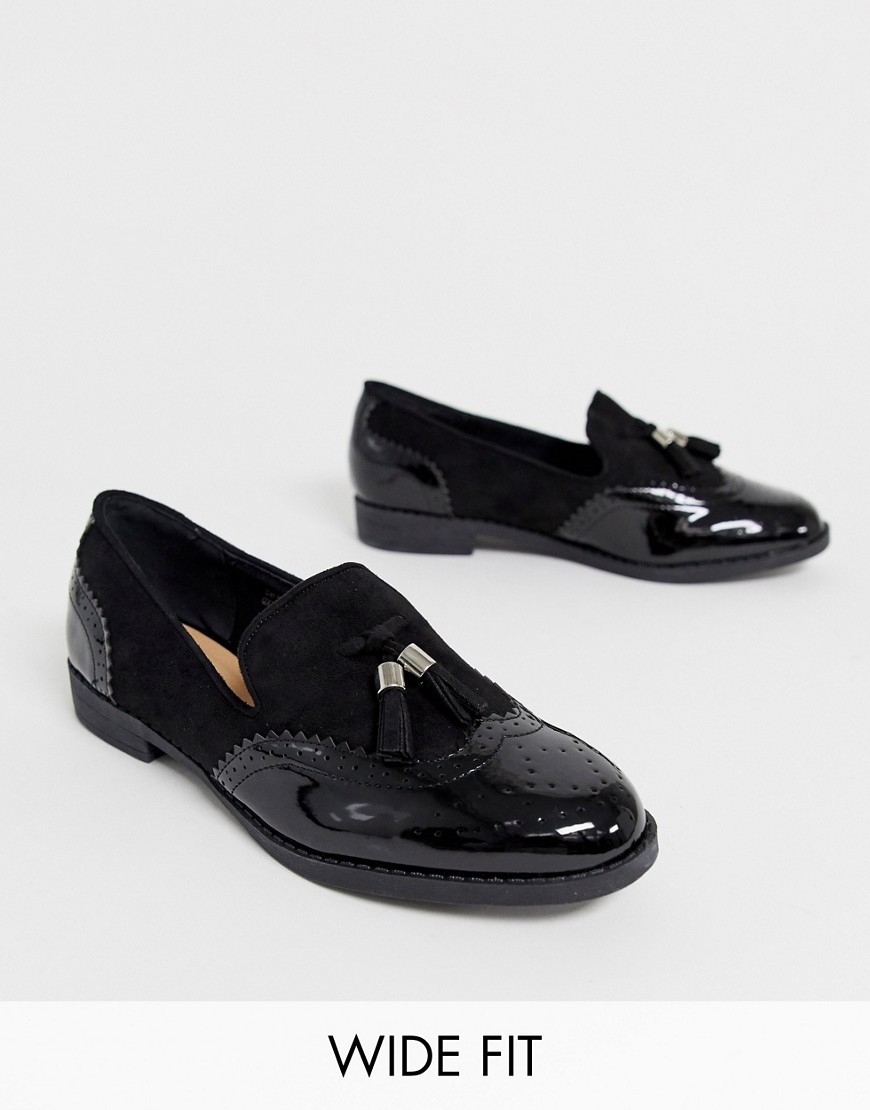 Simply Be extra wide fit loafer with tassel trim in black