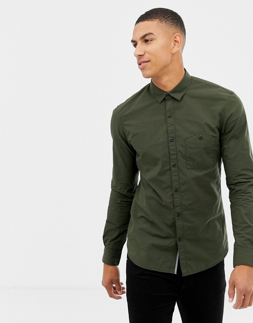 Tom Tailor smart regular fit shirt in green fine stripe