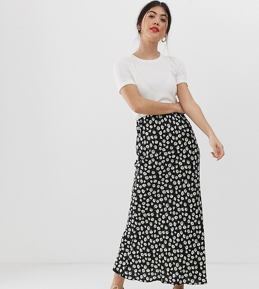 ASOS DESIGN Petite daisy print bias cut maxi skirt
